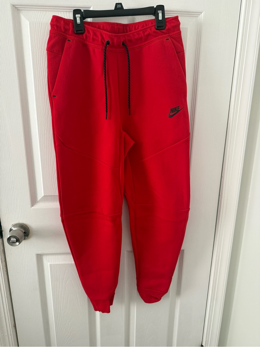 Nike Kids Red Fleece Joggers with Black Logo